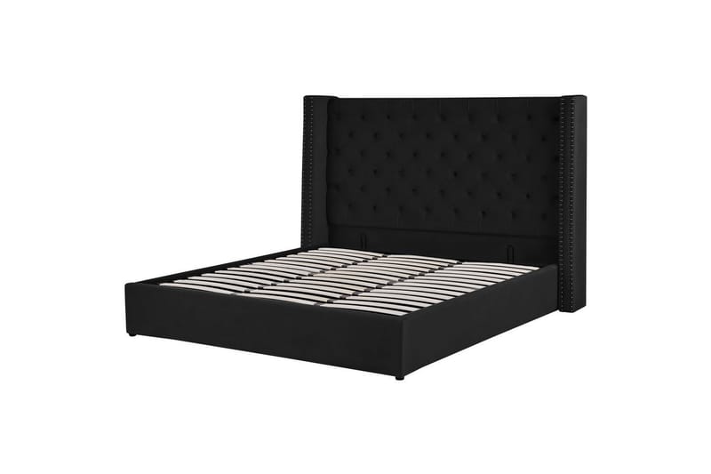 Seng med oppbevaring Lubbon - Svart, Sølv, 180x200 cm - Møbler - Senger - Sengeramme & sengestamme