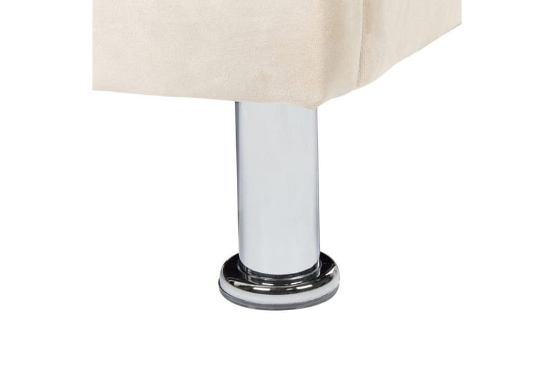 Seng med oppbevaring Metz - Beige, Sølv/Fløyel, 90x200 cm - Møbler - Senger - Sengeramme & sengestamme