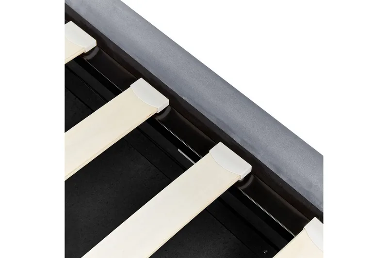 Seng med oppbevaring Metz - Grå, Sølv/Fløyel, 90x200 cm - Møbler - Senger - Sengeramme & sengestamme