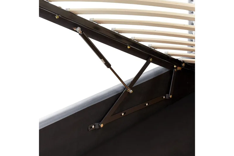 Seng med oppbevaring Metz - Grå, Sølv/Fløyel, 90x200 cm - Møbler - Senger - Sengeramme & sengestamme