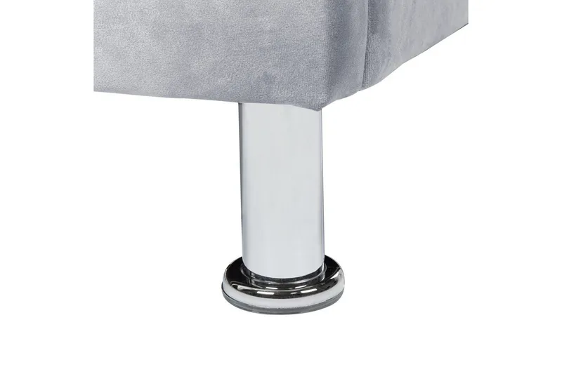 Seng med oppbevaring Metz - Grå, Sølv/Fløyel, 90x200 cm - Møbler - Senger - Sengeramme & sengestamme