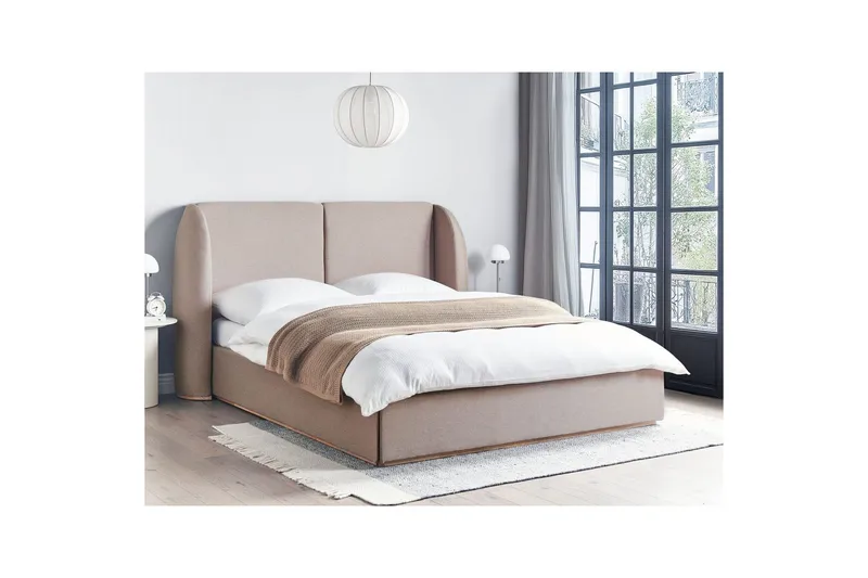 Seng med oppbevaring Monestier - Beige, 160x200 cm - Møbler - Senger - Sengeramme & sengestamme