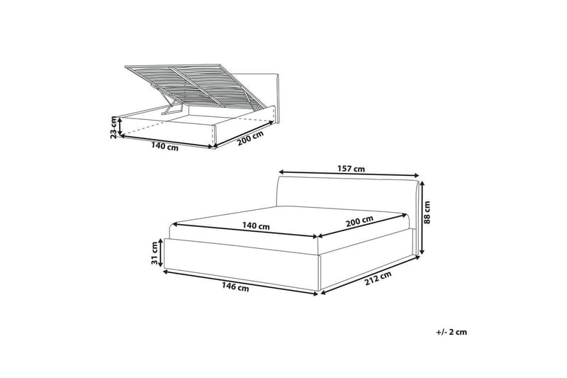 Seng med oppbevaring Orbey - Beige, 140x200 cm - Møbler - Senger - Sengeramme & sengestamme