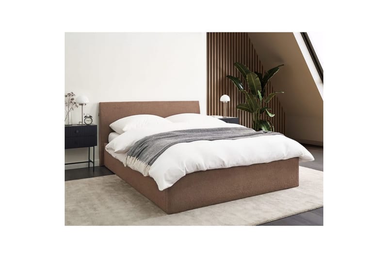 Seng med oppbevaring Orbey - Brun, 140x200 cm - Møbler - Senger - Sengeramme & sengestamme