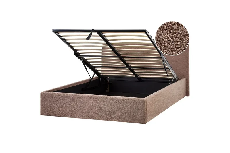 Seng med oppbevaring Orbey - Brun, 140x200 cm - Møbler - Senger - Sengeramme & sengestamme