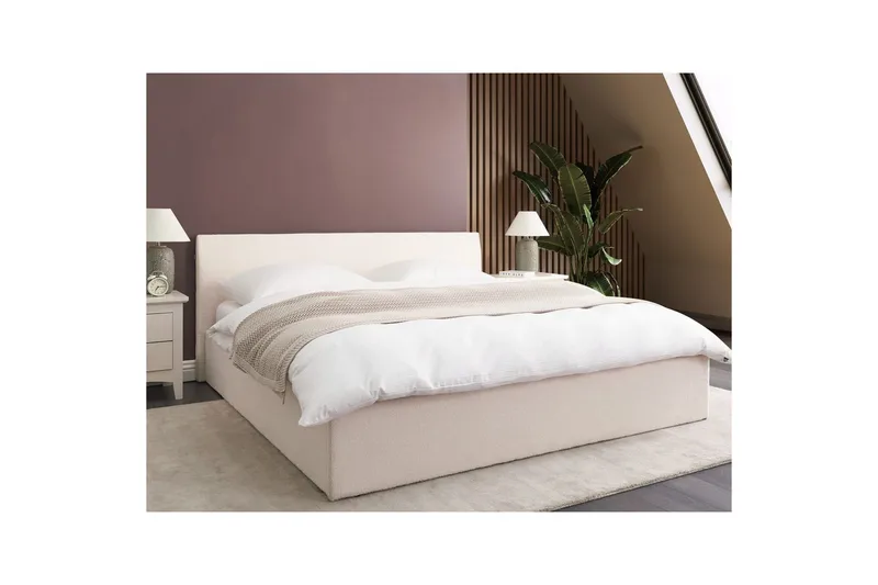 Seng med oppbevaring Orbey - Hvit, 180x200 cm - Møbler - Senger - Sengeramme & sengestamme