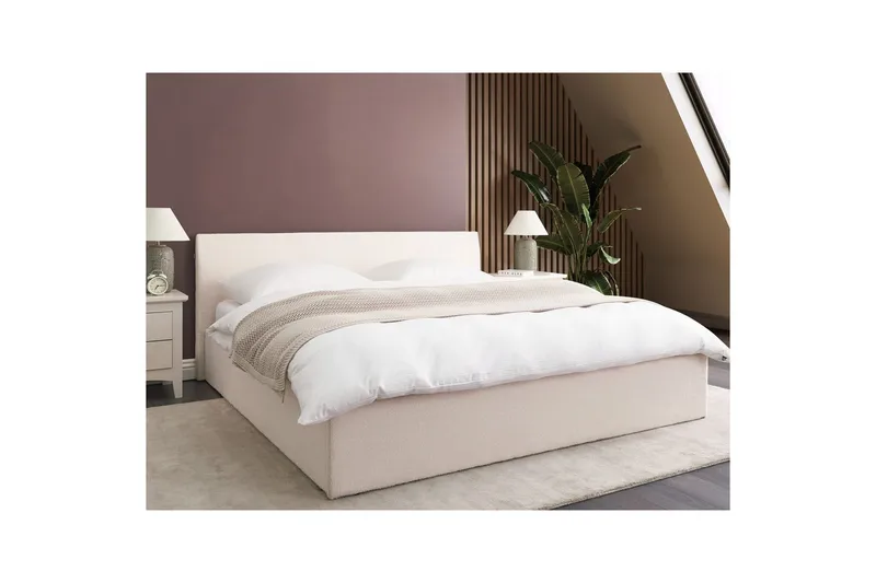 Seng med oppbevaring Orbey - Hvit, 180x200 cm - Møbler - Senger - Sengeramme & sengestamme