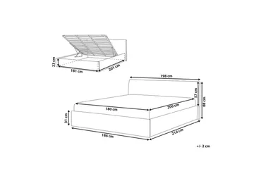 Seng med oppbevaring Orbey - Hvit, 180x200 cm - Møbler - Senger - Sengeramme & sengestamme