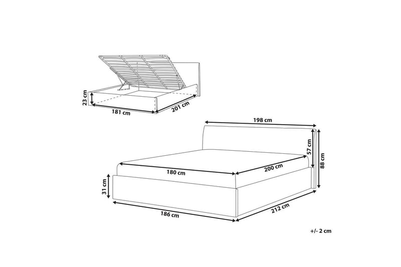 Seng med oppbevaring Orbey - Hvit, 180x200 cm - Møbler - Senger - Sengeramme & sengestamme
