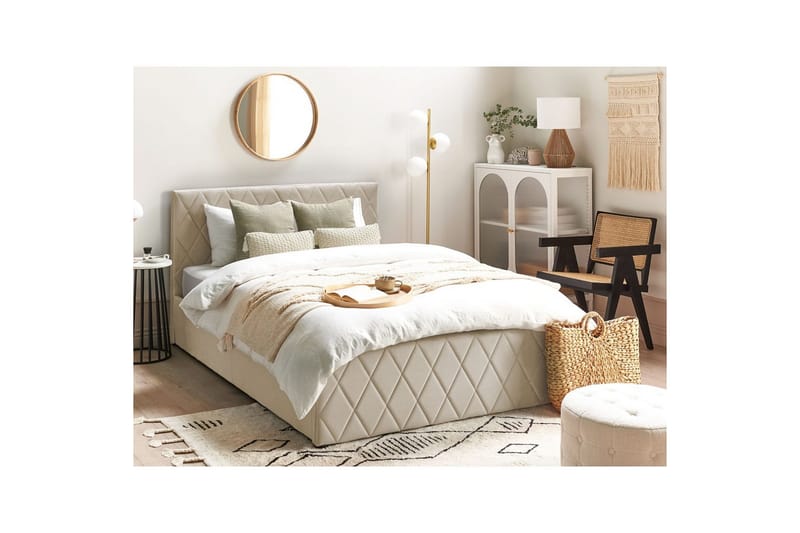 Seng med oppbevaring Rochefort - Beige, 140x200 cm - Møbler - Senger - Sengeramme & sengestamme