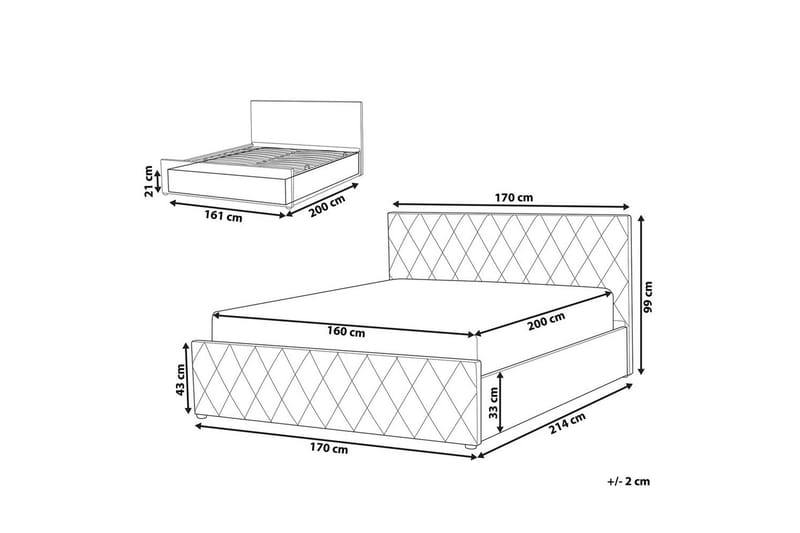 Seng med oppbevaring Rochefort - Beige, 160x200 cm - Møbler - Senger - Sengeramme & sengestamme