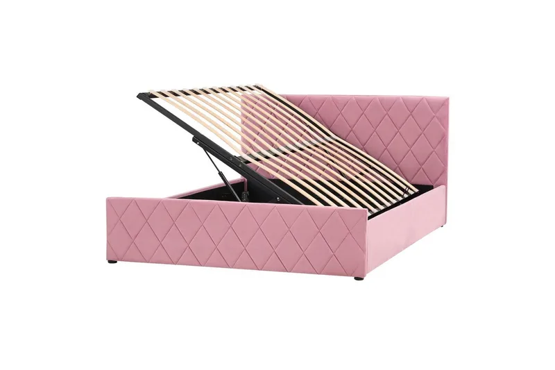 Seng med oppbevaring Rochefort, Rosa, 140x200 cm