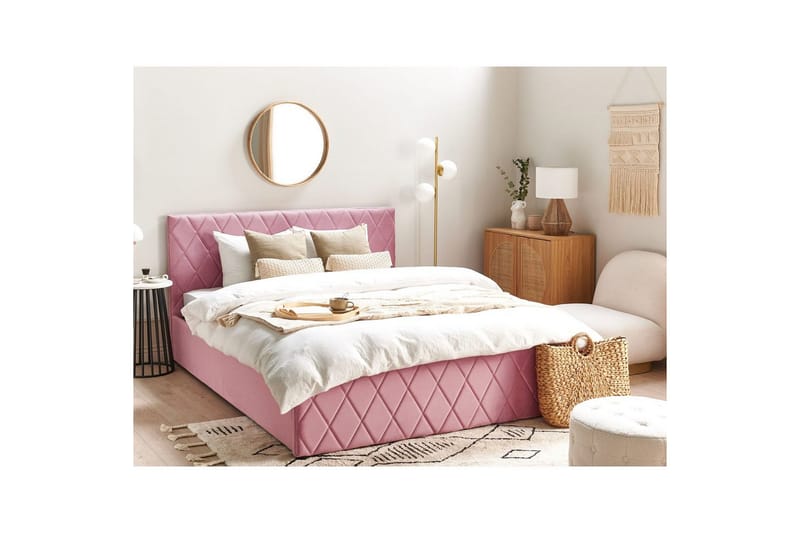 Seng med oppbevaring Rochefort - Rosa, 160x200 cm - Møbler - Senger - Sengeramme & sengestamme