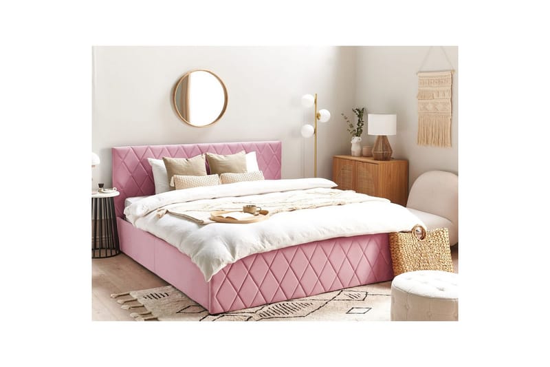 Seng med oppbevaring Rochefort - Rosa, 180x200 cm - Møbler - Senger - Sengeramme & sengestamme
