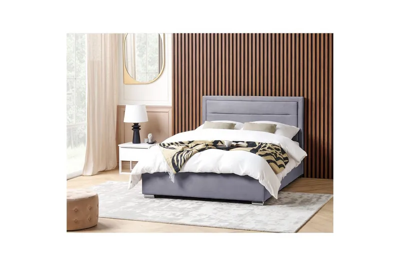 Seng med oppbevaring Rouen - Grå, 140x200 cm - Møbler - Senger - Sengeramme & sengestamme