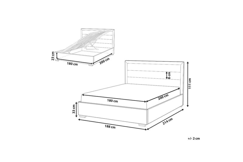 Seng med oppbevaring Rouen - Grå, 180x200 cm - Møbler - Senger - Sengeramme & sengestamme