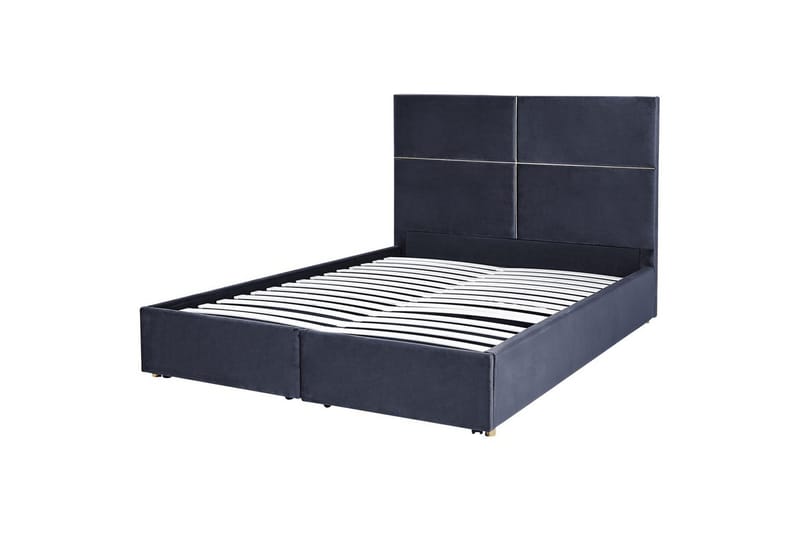 Seng med oppbevaring Vernoyes - Svart, gull, 160x200 cm - Møbler - Senger - Sengeramme & sengestamme