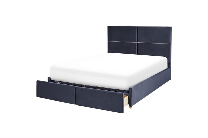 Seng med oppbevaring Vernoyes - Svart, gull, 160x200 cm - Møbler - Senger - Sengeramme & sengestamme