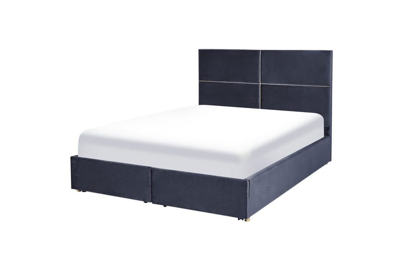 Seng med oppbevaring Vernoyes - Svart, gull, 160x200 cm - Møbler - Senger - Sengeramme & sengestamme