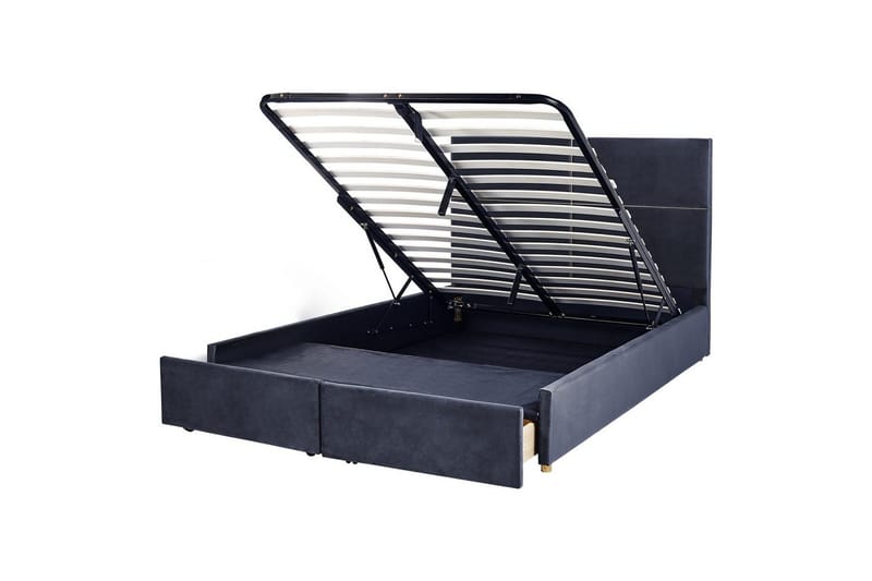 Seng med oppbevaring Vernoyes, Svart, gull, 160x200 cm