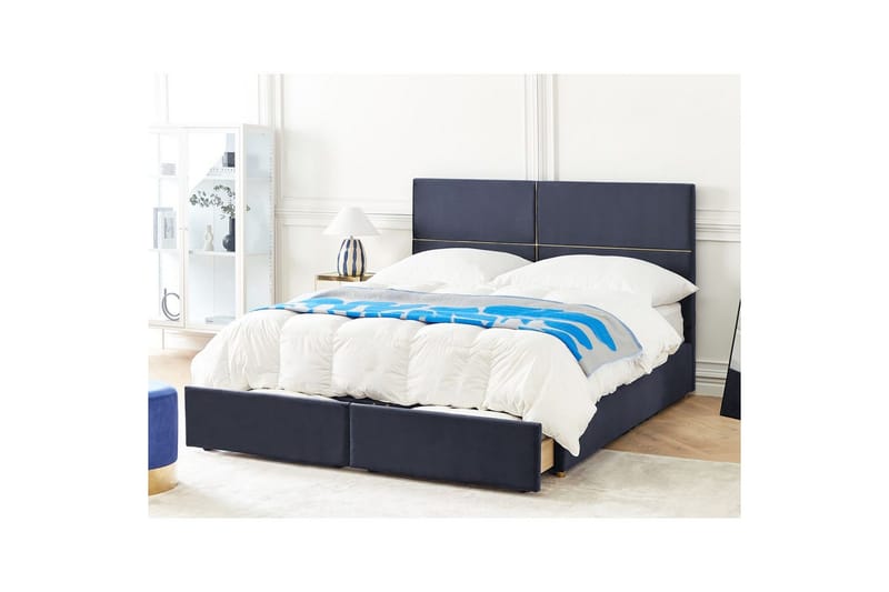 Seng med oppbevaring Vernoyes - Svart, gull, 180x200 cm - Møbler - Senger - Sengeramme & sengestamme