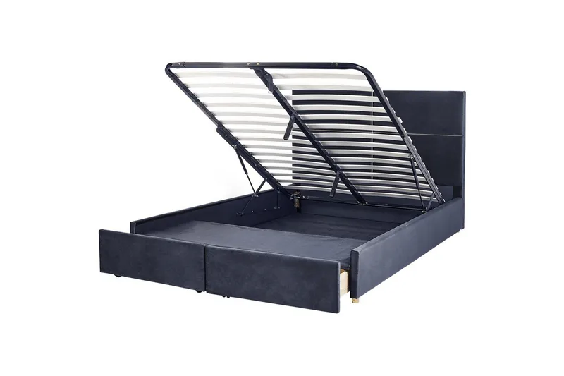 Seng med oppbevaring Vernoyes, Svart, gull, 180x200 cm