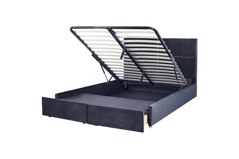 Seng med oppbevaring Vernoyes, Svart, gull, 180x200 cm