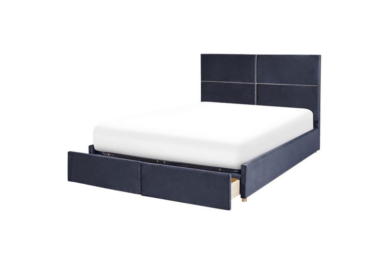 Seng med oppbevaring Vernoyes - Svart, gull, 180x200 cm - Møbler - Senger - Sengeramme & sengestamme