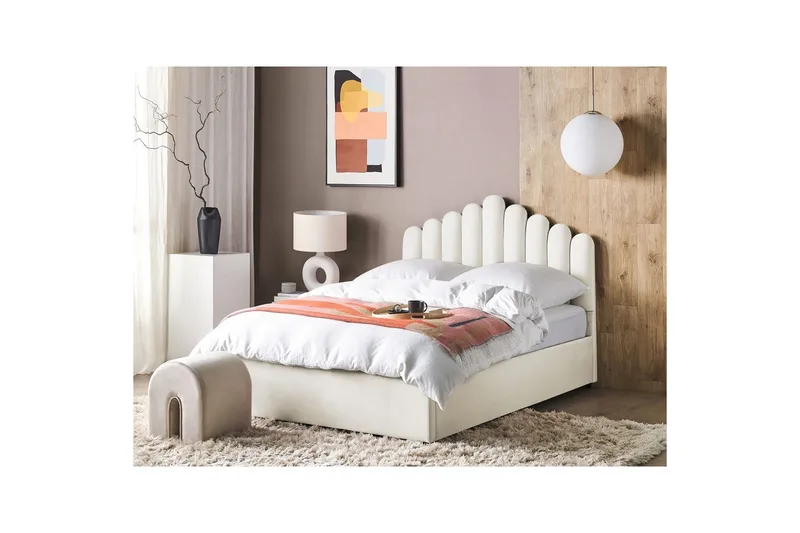 Seng med oppbevaring Vincennes - Hvit, Svart, 140x200 cm - Møbler - Senger - Sengeramme & sengestamme