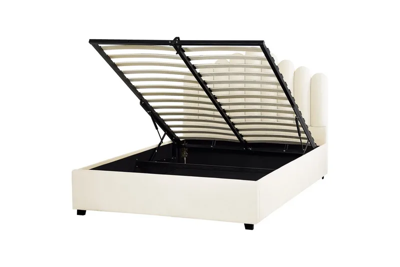 Seng med oppbevaring Vincennes, Hvit, Svart, 140x200 cm