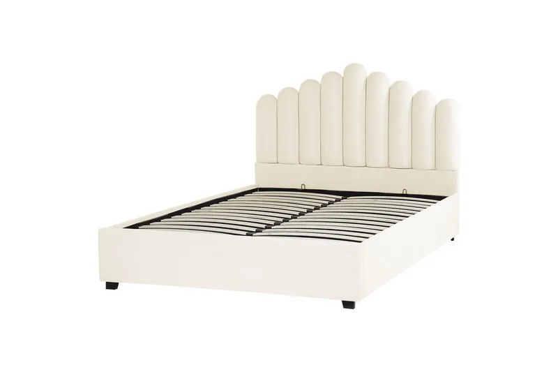 Seng med oppbevaring Vincennes - Hvit, Svart, 160x200 cm - Møbler - Senger - Sengeramme & sengestamme