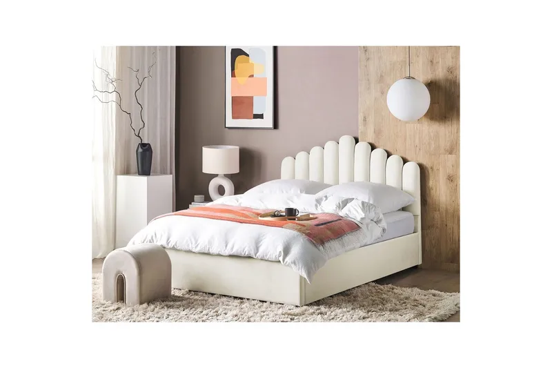 Seng med oppbevaring Vincennes - Hvit, Svart, 160x200 cm - Møbler - Senger - Sengeramme & sengestamme