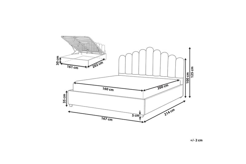 Seng med oppbevaring Vincennes - Hvit, Svart, 160x200 cm - Møbler - Senger - Sengeramme & sengestamme