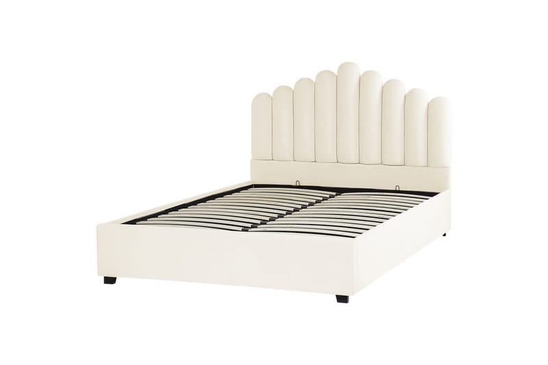 Seng med oppbevaring Vincennes - Hvit, Svart, 160x200 cm - Møbler - Senger - Sengeramme & sengestamme