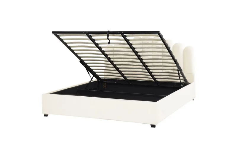 Seng med oppbevaring Vincennes, Hvit, Svart, 180x200 cm