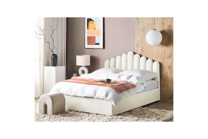 Seng med oppbevaring Vincennes - Hvit, Svart, 180x200 cm - Møbler - Senger - Sengeramme & sengestamme