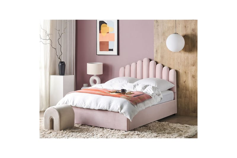 Seng med oppbevaring Vincennes - Rosa, Svart, 140x200 cm - Møbler - Senger - Sengeramme & sengestamme