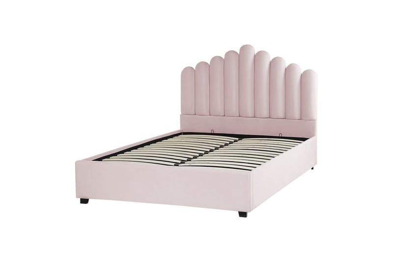 Seng med oppbevaring Vincennes - Rosa, Svart, 140x200 cm - Møbler - Senger - Sengeramme & sengestamme