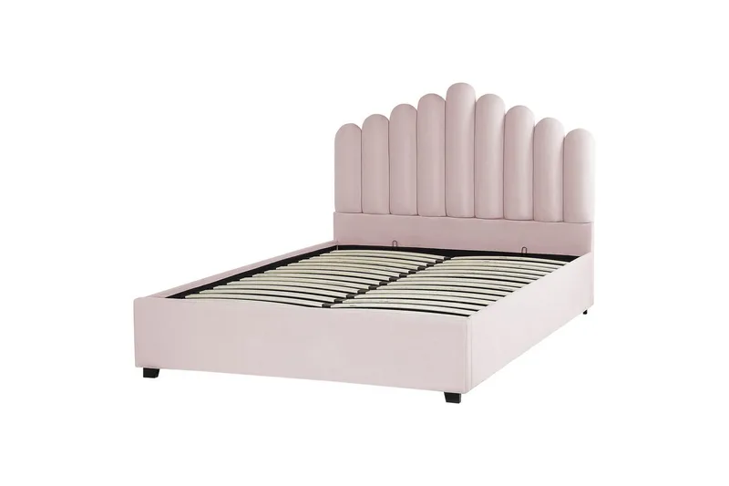 Seng med oppbevaring Vincennes - Rosa, Svart, 160x200 cm - Møbler - Senger - Sengeramme & sengestamme