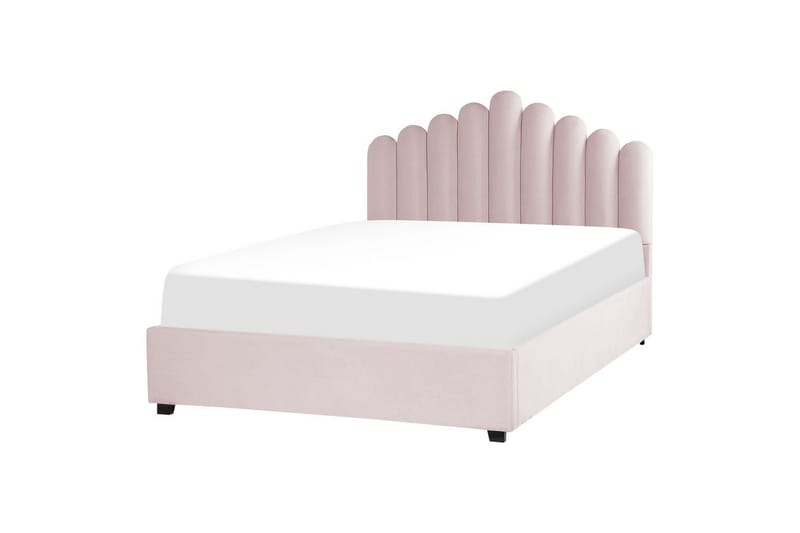 Seng med oppbevaring Vincennes - Rosa, Svart, 160x200 cm - Møbler - Senger - Sengeramme & sengestamme