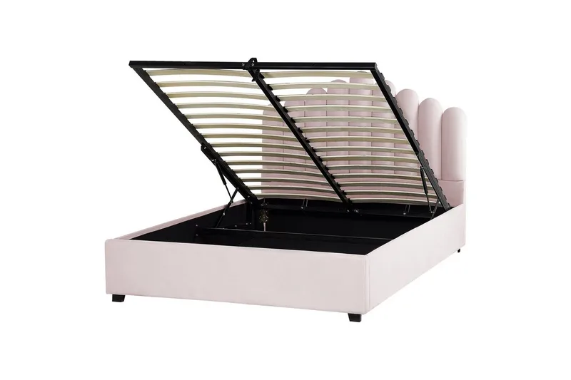 Seng med oppbevaring Vincennes, Rosa, Svart, 160x200 cm