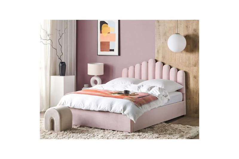 Seng med oppbevaring Vincennes - Rosa, Svart, 180x200 cm - Møbler - Senger - Sengeramme & sengestamme