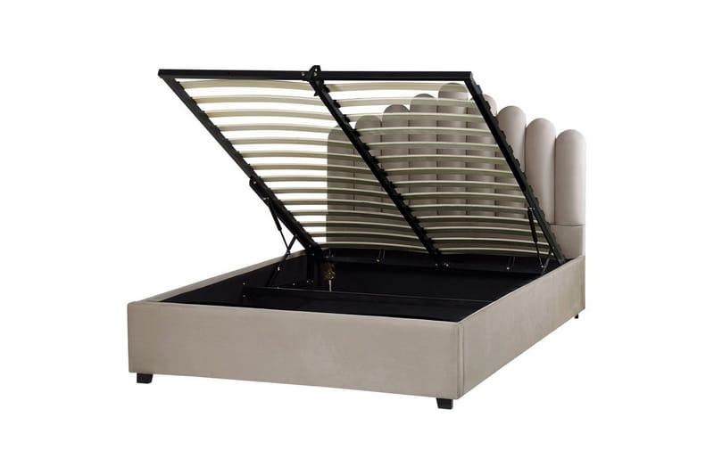 Seng med oppbevaring Vincennes - Taupe, svart, 140x200 cm - Møbler - Senger - Sengeramme & sengestamme