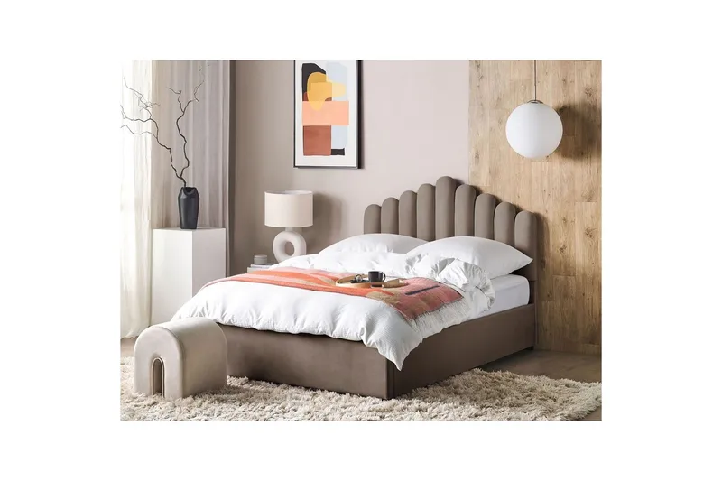 Seng med oppbevaring Vincennes - Taupe, svart, 140x200 cm - Møbler - Senger - Sengeramme & sengestamme