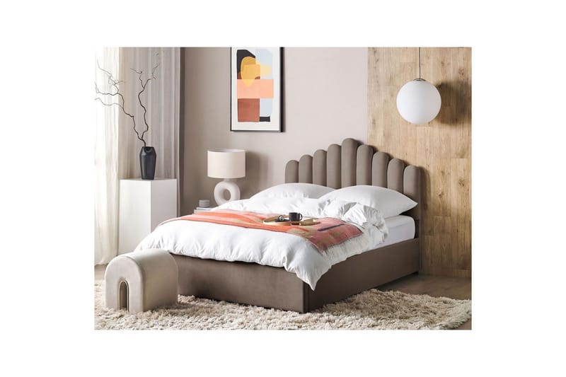Seng med oppbevaring Vincennes - Taupe, svart, 140x200 cm - Møbler - Senger - Sengeramme & sengestamme