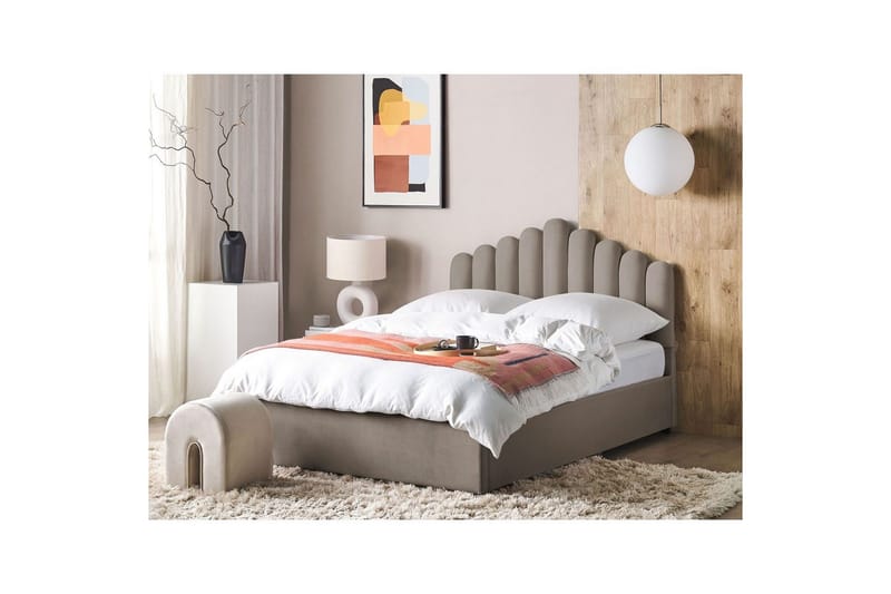 Seng med oppbevaring Vincennes - Taupe, svart, 160x200 cm - Møbler - Senger - Sengeramme & sengestamme