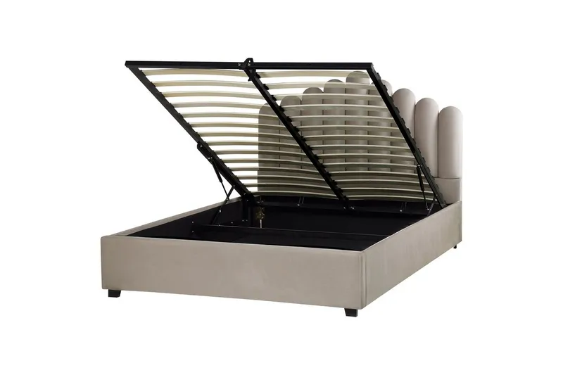 Seng med oppbevaring Vincennes, Taupe, svart, 160x200 cm