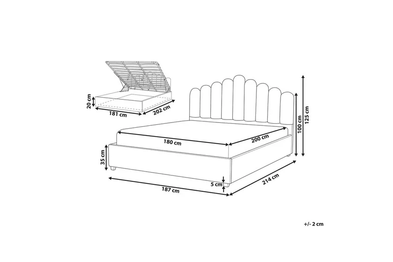 Seng med oppbevaring Vincennes - Taupe, svart, 180x200 cm - Møbler - Senger - Sengeramme & sengestamme