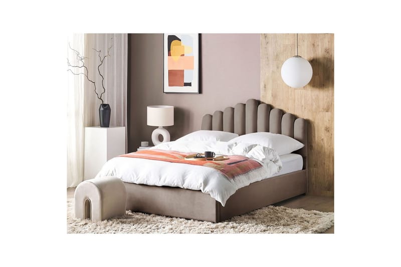 Seng med oppbevaring Vincennes - Taupe, svart, 180x200 cm - Møbler - Senger - Sengeramme & sengestamme