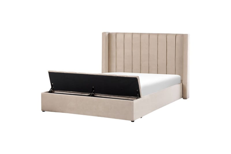 Seng med oppbevaringsbenk Noyers, Beige, 160x200 cm